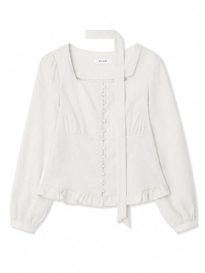 TIE RUFFLE BLOUSE — GRIZIA 블라우스 상품 사진 1
