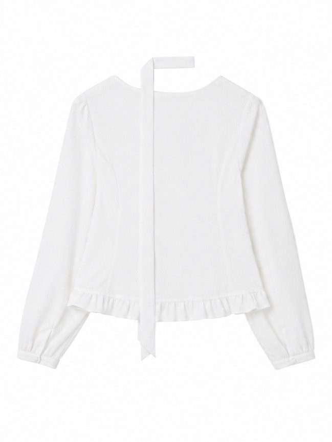 TIE RUFFLE BLOUSE — GRIZIA 블라우스 상품 사진