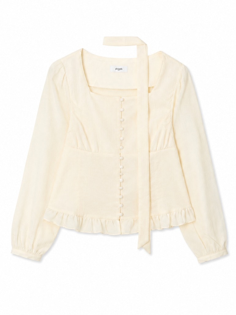 TIE RUFFLE BLOUSE — GRIZIA 블라우스 상품 사진
